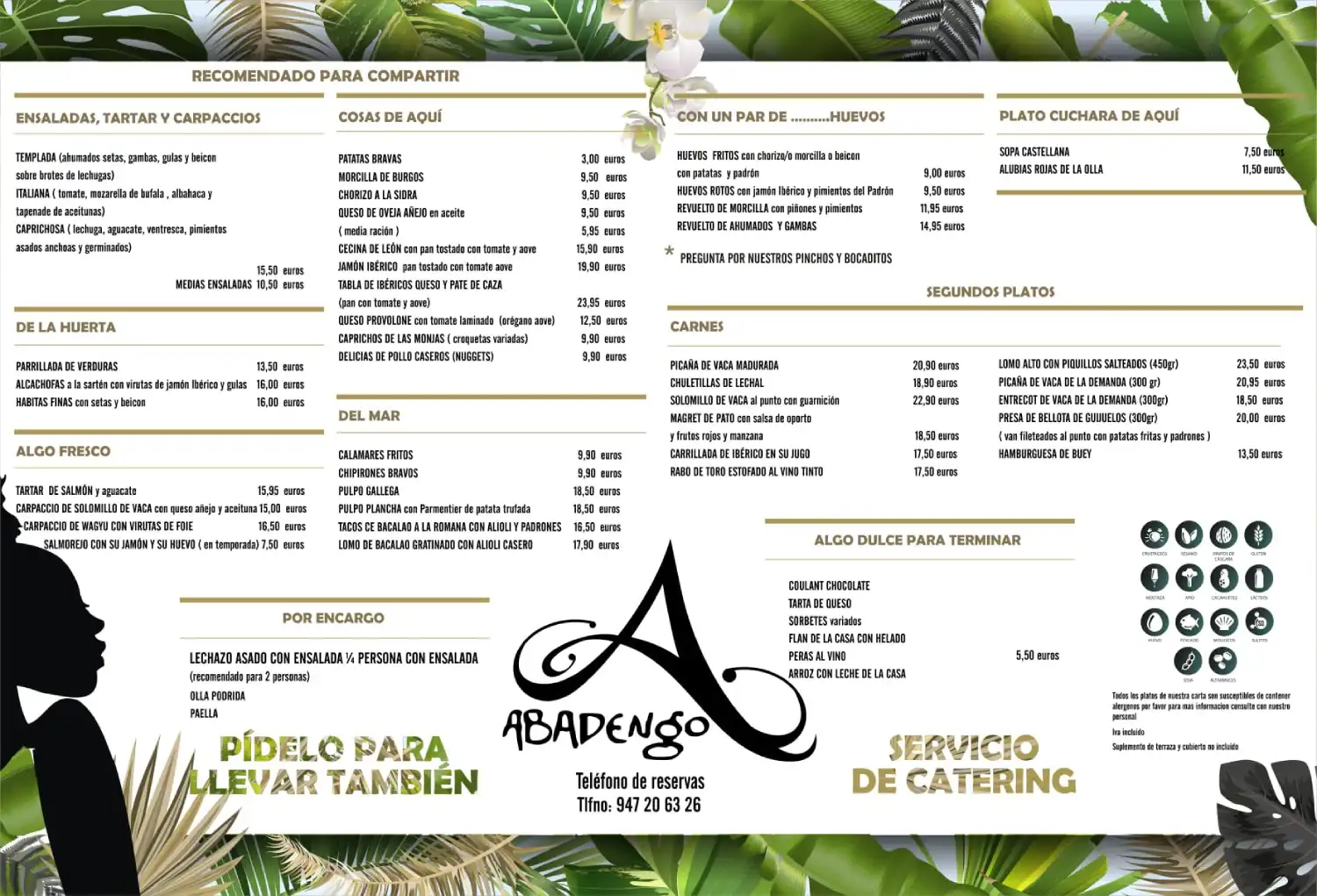 carta restaurante abadengo
